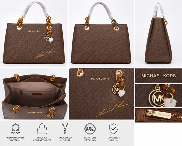 Michael Kors Signature Logo Monogram Tote Bag with Designer Signature