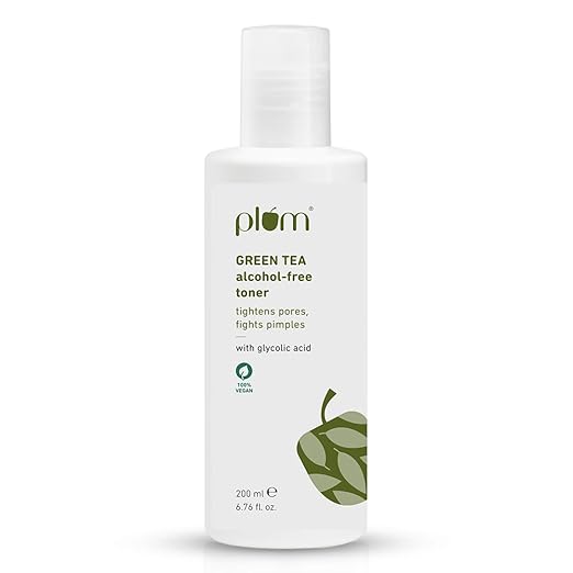 Plum Green Tea Face Toner For Oily, Acne-Prone Skin | With Glycolic Acid | Alcohol-Free | Fights Pimples | Tightens Pores | Controls Oil | Gently Exfoliates Dead Skin Cells | Women & Men | 200ml