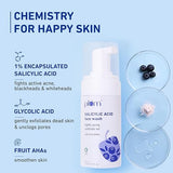 Plum 1% Encapsulated Salicylic Acid Foaming Face Wash | Fights Active Acne, controls oil & deep cleanses pores | with Glycolic Acid & Fruit AHAs | All Skin Types | Face Cleanser for Women & Men | 110ml