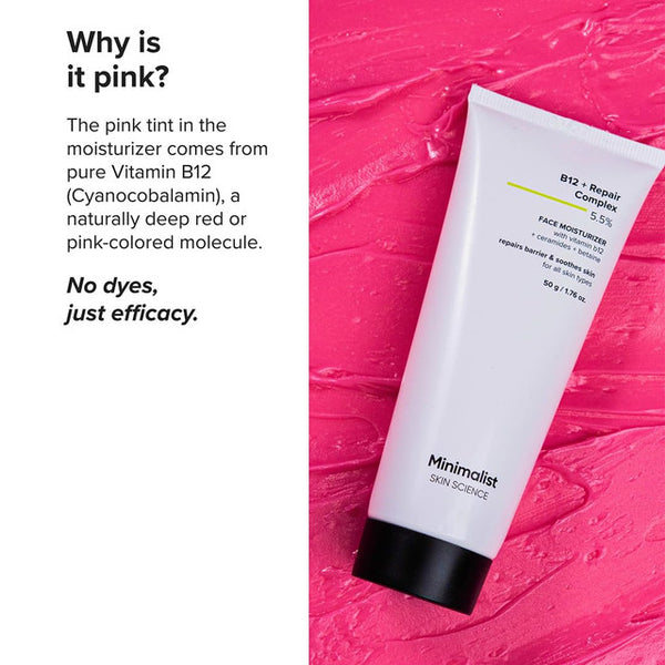 Minimalist Barrier Repair Face Moisturizer with Vitamin B12 Complex 5.5% with Ceramides for All Skin Types | Strengthens Skin Barrier, Boosts Hydration, Soothing, Lightweight Gel Texture | 50 gm