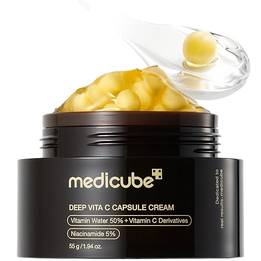 Medicube Deep Vitamin C Golden Boba Capsule Face Moisturizer - Liposome Capsules For Wrinkles, Skin Radiance - Transparent Gel for Glow Hydration - Korean Skin Care 1.94 oz